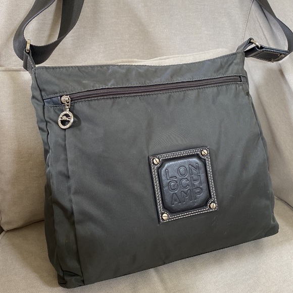 Longchamp Bags Longchamp Xlight Gray Logo Nylon Crossbody Shoulder